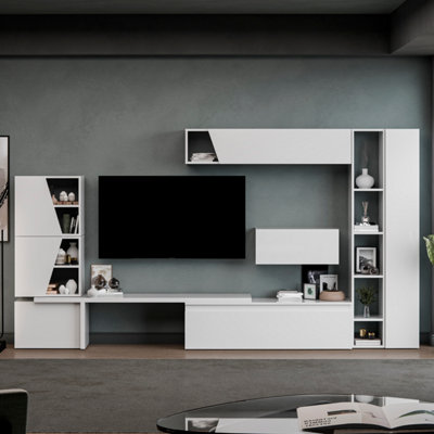 Decorotika Baku Moduler Modern Tv Unit Wall Mount Customizable Layout High Gloss White from B&Q