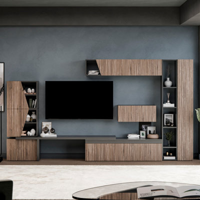 Decorotika Baku Moduler Modern Tv Unit Wall Mount Customizable Layout Black Alina from B&Q