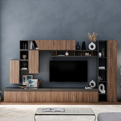 Decorotika Tokyo Moduler Modern Tv Unit Wall Mount Customizable Layout Black Alina from B&Q