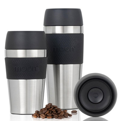 Moon 360 Travel MugsLeakproof Reusable Coffee Cup For Hot DrinksInsulated Stainless Steel Thermal MugFits Car Holders from B&Q