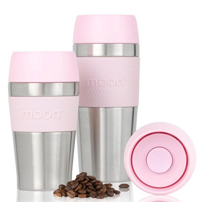 Moon 360 Travel MugsLeakproof Reusable Coffee Cup For Hot DrinksInsulated Stainless Steel Thermal MugFits Car Holders from B&Q