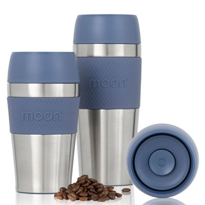 Moon 360 Travel MugsLeakproof Reusable Coffee Cup For Hot DrinksInsulated Stainless Steel Thermal MugFits Car Holders from B&Q