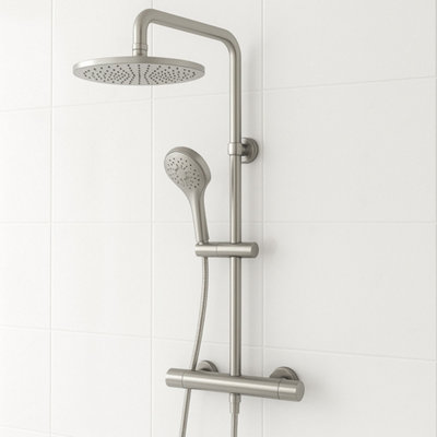 Menai Premium Chrome Round Thermostatic Shower Set from B&Q