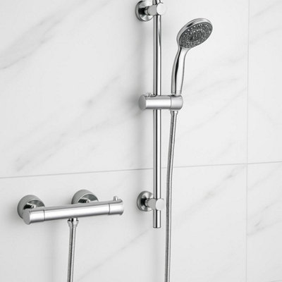 Menai Premium Chrome Round Thermostatic Bar Shower Set from B&Q