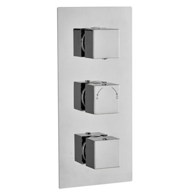 Menai Chrome Square Thermostatic Shower Valve2 Outlet from B&Q