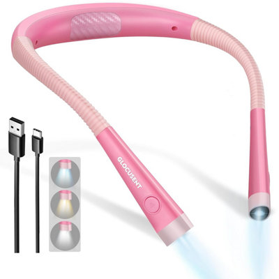 Glocusent Led Neck Reading LightBook For In Bed3 Colors6 Brightness LevelsBendable ArmsRechargeableLong Lasting from B&Q