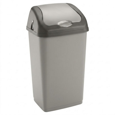  - 35L Swing Bin Durable Plastic Kitchen Trash Can With Lid Hygienic Waste Bin For Home Office Easy Clean