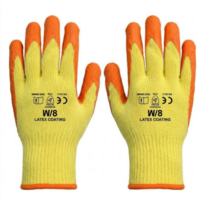Latex Coated Work Gloves Size 8 Durable Grip Safety Gloves For Construction Gardening Industrial Use from B&Q