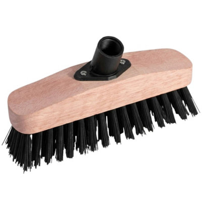  - 9 Inch Deck Scrub Brush Head Stiff Black Bristles Heavy Duty Floor Scrubbing Brush Head For Outdoor & Indoor Cleaning