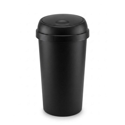 18L Black Plastic Swing Bin Compact Kitchen Bathroom Rubbish Waste Bin With Lid from B&Q