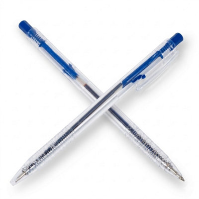50 Pack Smooth Write Retractable Pen Blue Ink Comfortable Grip Ballpoint Pen Office School Home Writing Supplies from B&Q