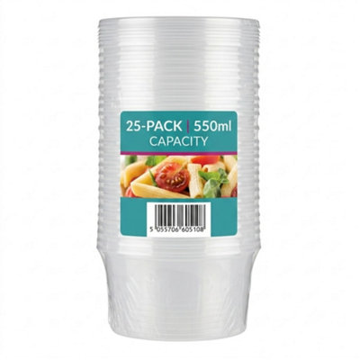  - 25 Pack 550Ml Round Food Storage Containers With Lids Airtight Microwave & Freezer Safe Bpa Free Meal Prep Boxes