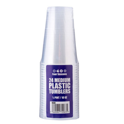 B&Q As 24Pk Half Pint Plastic Tumblers, Durable Reusable Drinkware Set