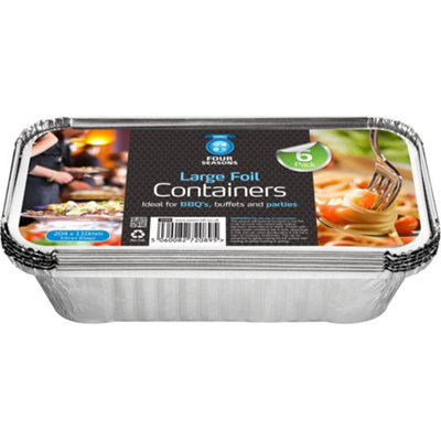 Fs Large Aluminium Foil Containers With Lids 6 Pack Food Storage Trays from B&Q