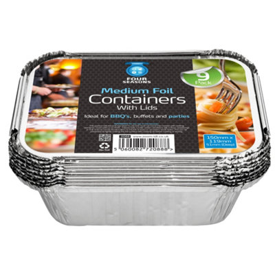 Fs Medium Aluminium Foil Containers With Lid 9 Pack Food Storage Trays from B&Q