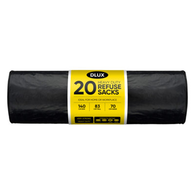 Dl 20Pk Heavy Duty Refuse Sacks Strong Black Bin Bags Waste Bags from B&Q