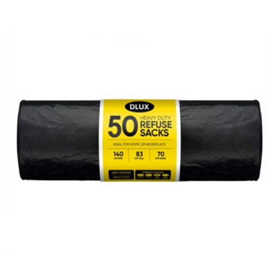 Black Bin Bags 50 Pack Heavy Duty Refuse Sacks Strong Kitchen Waste Bags from B&Q