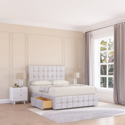 Sloomy 3Ft Berlin Divan Bed Base Silver Plush ,no Drawers12" Footboard & 26" Struts HeadboardSingle from B&Q