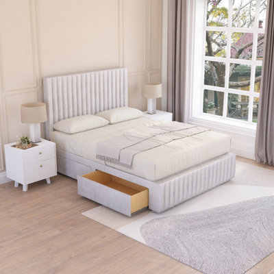 Sloomy 4Ft Madison Divan Bed Base Silver Plush ,no Drawers12" Footboard & 26" Struts HeadboardSmall Double from B&Q