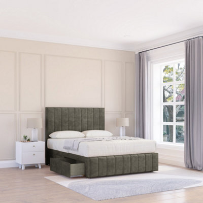 Sloomy 2Ft6 California Divan Bed Base Pewter Dumfries ,2 Drawers12" Footboard & 26" Struts HeadboardSmall Single from B&Q