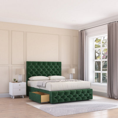 Sloomy 6Ft Watson Divan Bed Base Emerald Plush ,2 Drawers12" Footboard & 26" Struts HeadboardSuper King from B&Q