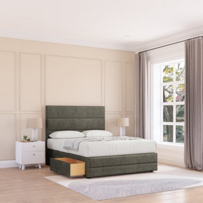 Sloomy 6Ft Monaco Divan Bed Base Pewter Dumfries ,2 Drawers12" Footboard & 26" Struts HeadboardSuper King from B&Q