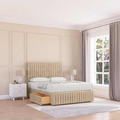 Sloomy 3Ft Madison Divan Bed Base Almond Coinston 2 Drawers12" Footboard & 26" Struts HeadboardSingle from B&Q