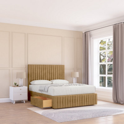 Sloomy 4Ft6 Madison Divan Bed Base Mink Plush 2 Drawers12" Footboard & 26" Struts HeadboardDouble from B&Q