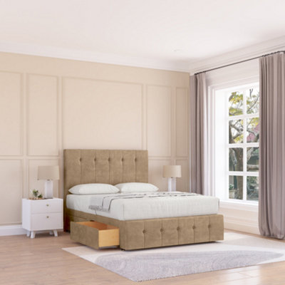 Sloomy 5Ft Cambridge Divan Bed Base Mink Naples ,4 Drawers12" Footboard & 26" Struts HeadboardKing from B&Q