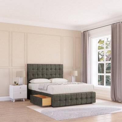 Sloomy 4Ft6 Berlin Divan Bed Base Pewter Dumfries ,4 Drawers12" Footboard & 26" Struts HeadboardDouble from B&Q