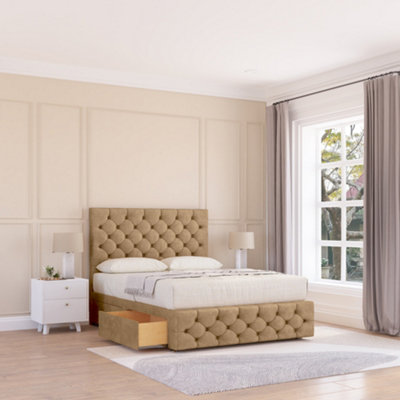 Sloomy 4Ft Watson Divan Bed Base Latte Dumfries ,no Drawers12" Footboard & 54" Floor Standing HeadboardSmall Double from B&Q