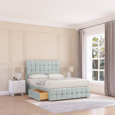 Sloomy 4Ft Berlin Divan Bed Base Silver Naples ,no Drawers12" Footboard & 54" Floor Standing HeadboardSmall Double from B&Q