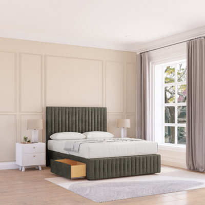 Sloomy 4Ft6 Madison Divan Bed Base Pewter Dumfries ,no Drawers12" Footboard & 54" Floor Standing HeadboardDouble from B&Q
