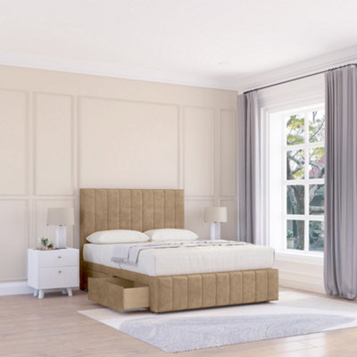 Sloomy 4Ft6 California Divan Bed Base Mink Naples ,2 Drawers12" Footboard & 54" Floor Standing HeadboardDouble from B&Q