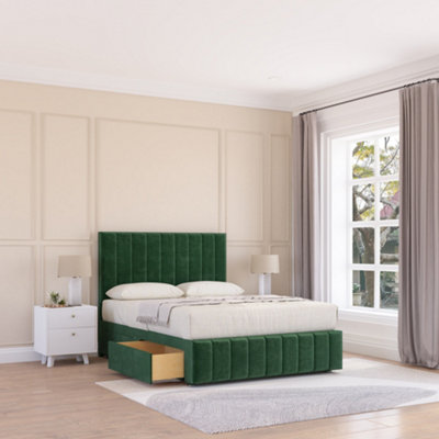 Sloomy 2Ft6 California Divan Bed Base Emerald Plush ,2 Drawers12" Footboard & 54" Floor Standing HeadboardSmall Single from B&Q