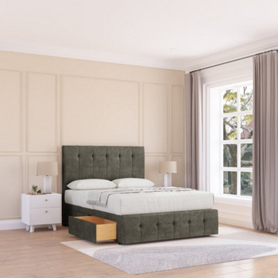 Sloomy 5Ft Cambridge Divan Bed Base Pewter Dumfries ,4 Drawers12" Footboard & 54" Floor Standing HeadboardKing from B&Q