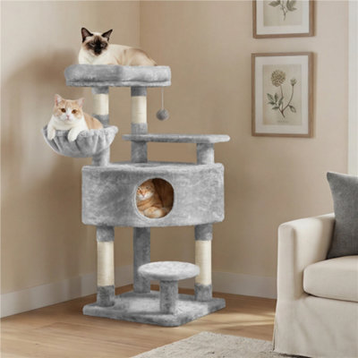 Yaheetech Light Grey 116.5Cm Cat Tree Cat Climbing Tower With Perch & Basket & Scratching Posts from B&Q