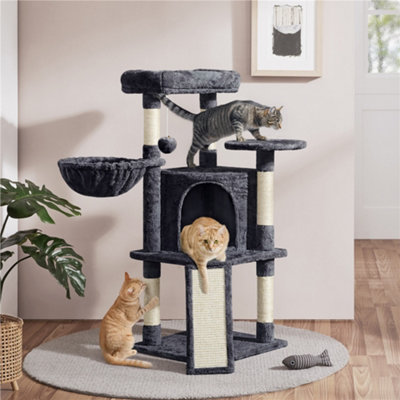 Yaheetech Cat Tree Cat Climbing Tower With Condo Basket For Small Medium CatsDark Grey / 106Cm from B&Q