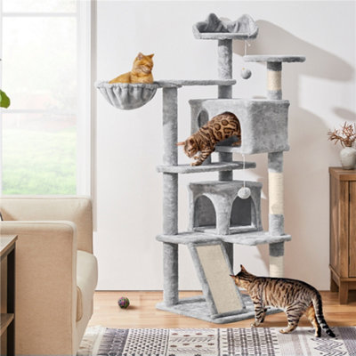 Yaheetech Light Grey 144.5Cm Cat Tree Tower With Condos & Scratching Posts & Platforms from B&Q