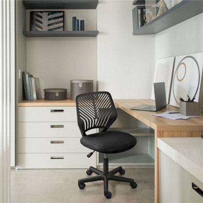 Yaheetech Ergonomic Armless Mesh Office ChairBlack from B&Q