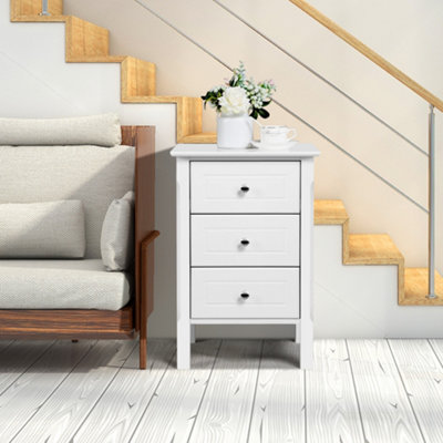 Yaheetech White 3-Drawer Bedside Table Modern Style from B&Q