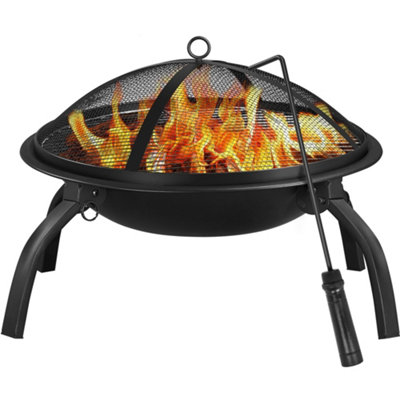 Yaheetech Foldable Outdoor Round Fire Pit With Cooking Grill from B&Q