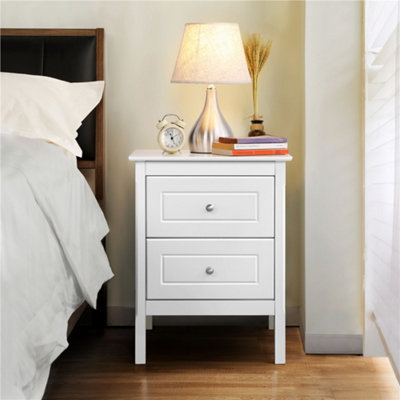 Yaheetech White 2 Drawer Bedside Table Rectangular End Table from B&Q