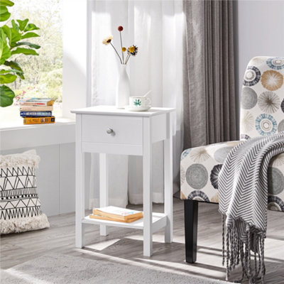 Yaheetech White 2Pcs High Quality Wood Bedside End Table Nightstand With Drawer from B&Q
