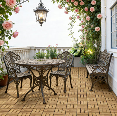 Yaheetech 27Pcs Natural Wood Interlocking Deck Tiles 30Cm X 30Cm from B&Q