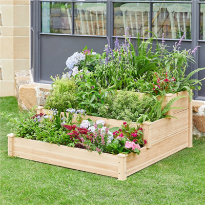 Yaheetech 3 Tier Raised Garden Bed Fir Wood Planter For Flowers Vegetables from B&Q