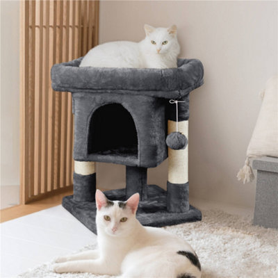 Yaheetech Dark Grey 59Cm 2-Level Cat Tree Tower With Wide Perch from B&Q
