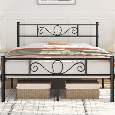 Yaheetech Black 5Ft King Metal Bed Frame With Scroll Design Headboard And Footboard from B&Q