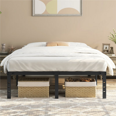 Yaheetech Black 5Ft King Metal Bed Frame With Heavy Duty Steel Slat Support41.5 Cm