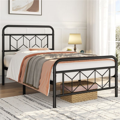 Yaheetech Black 3Ft Single Metal Bed Frame With Diamond Pattern Headboard And Footboard from B&Q